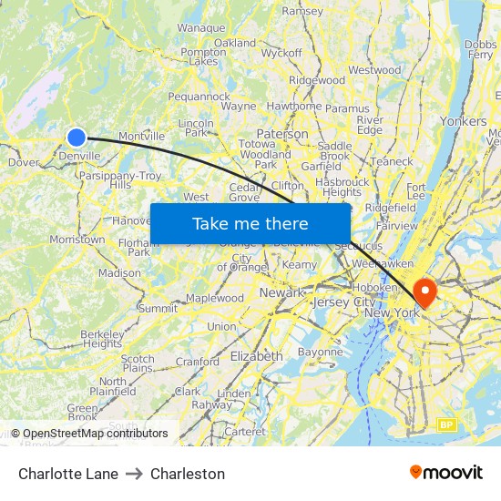 Charlotte Lane to Charleston map