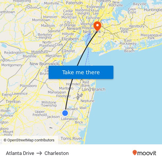 Atlanta Drive to Charleston map