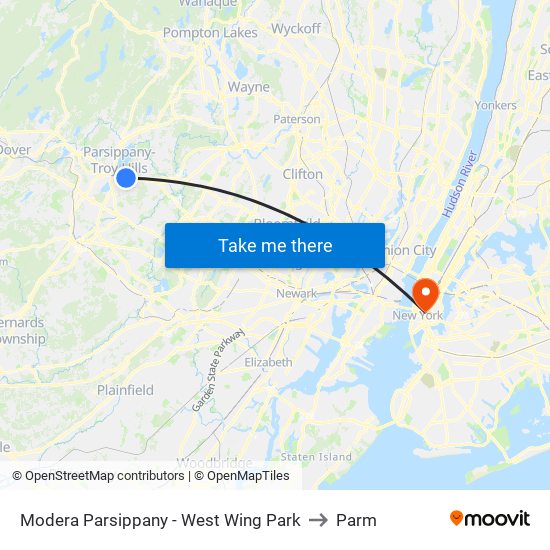 Modera Parsippany - West Wing Park to Parm map