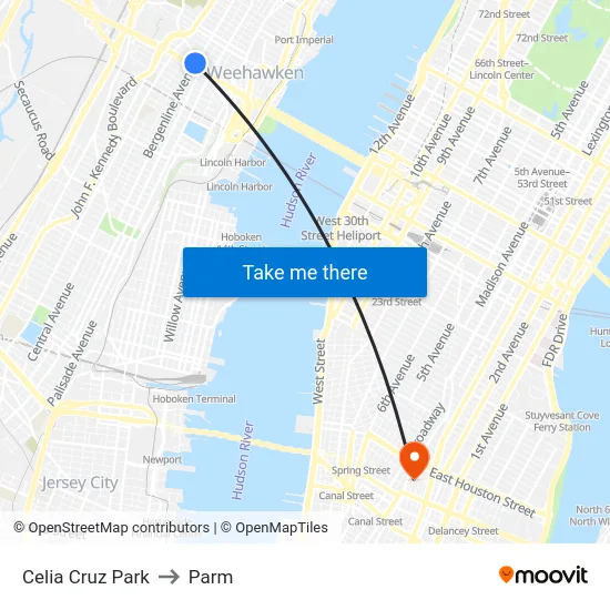 Celia Cruz Park to Parm map