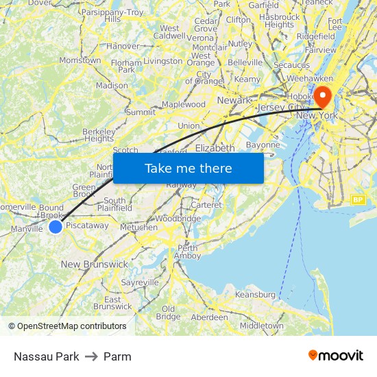 Nassau Park to Parm map