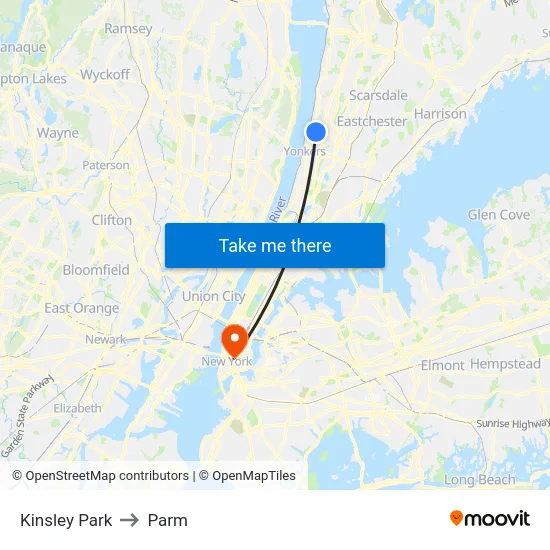Kinsley Park to Parm map