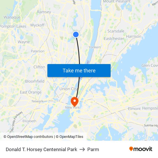 Donald T. Horsey Centennial Park to Parm map