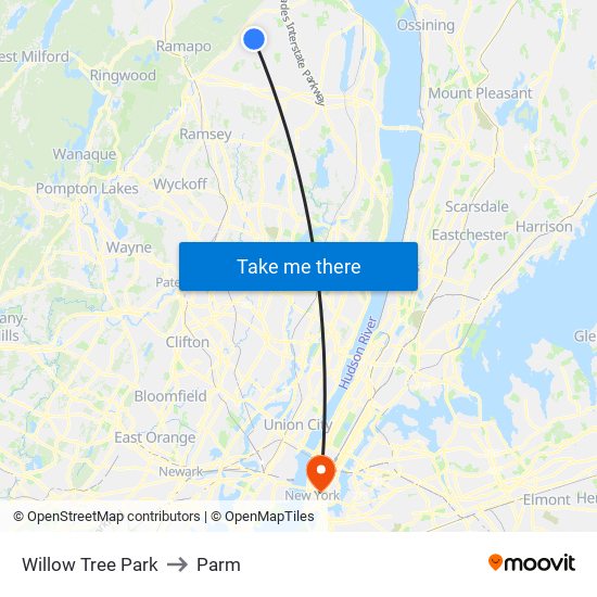 Willow Tree Park to Parm map