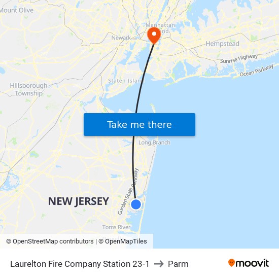 Laurelton Fire Company Station 23-1 to Parm map