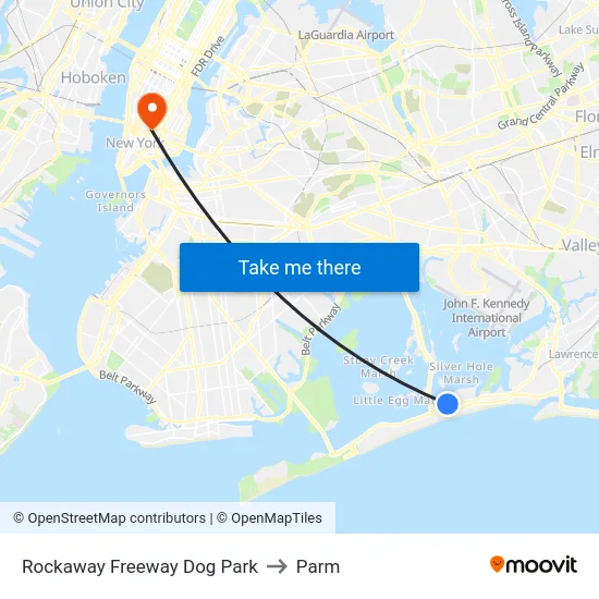 Rockaway Freeway Dog Park to Parm map