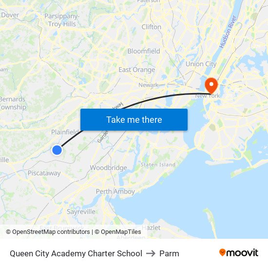 Queen City Academy Charter School to Parm map