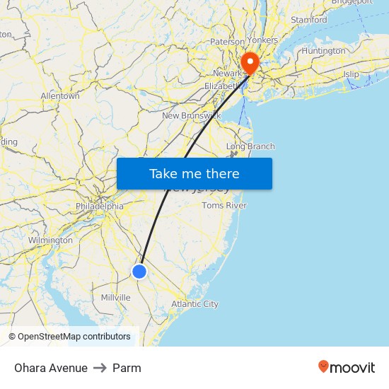 Ohara Avenue to Parm map