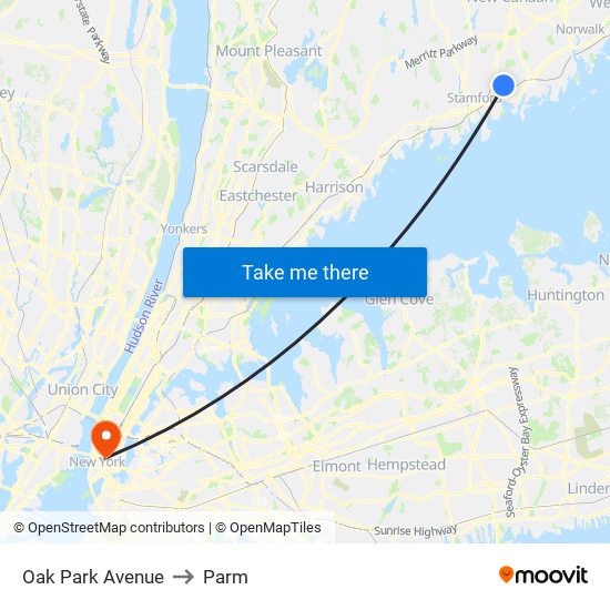 Oak Park Avenue to Parm map