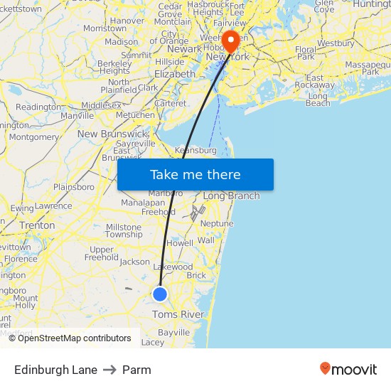 Edinburgh Lane to Parm map