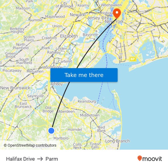Halifax Drive to Parm map