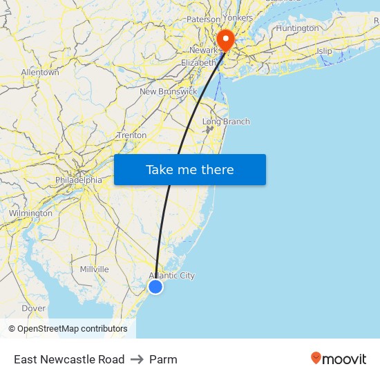 East Newcastle Road to Parm map