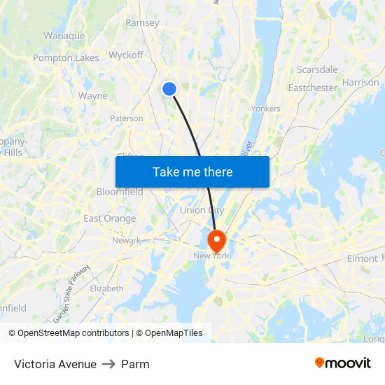 Victoria Avenue to Parm map