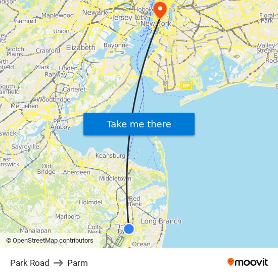 Park Road to Parm map