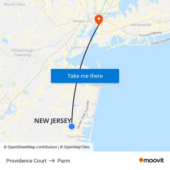 Providence Court to Parm map