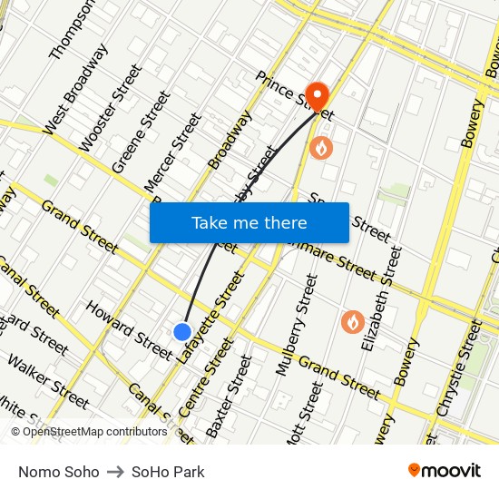 Nomo Soho to SoHo Park map