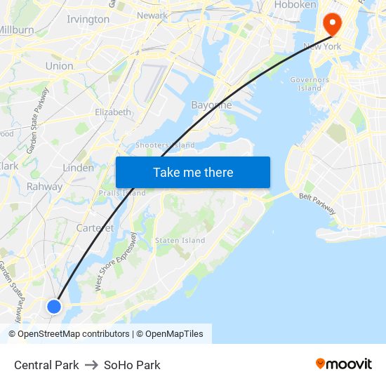 Central Park to SoHo Park map