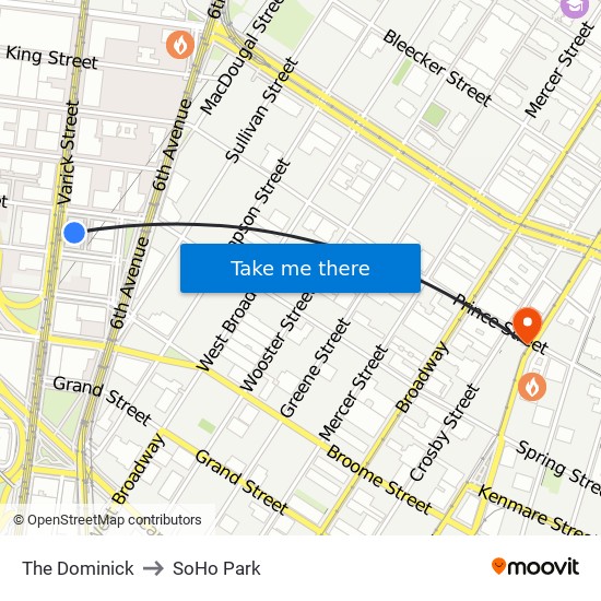 The Dominick to SoHo Park map