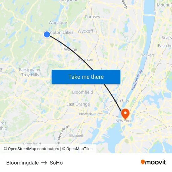 Bloomingdale to SoHo map