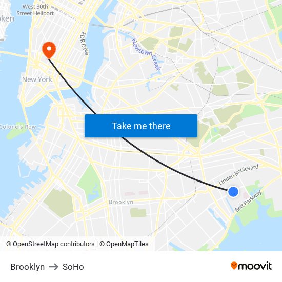 Brooklyn to SoHo map