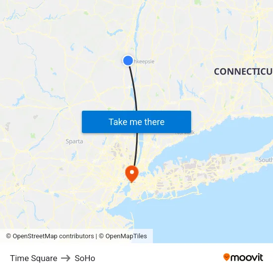 Time Square to SoHo map