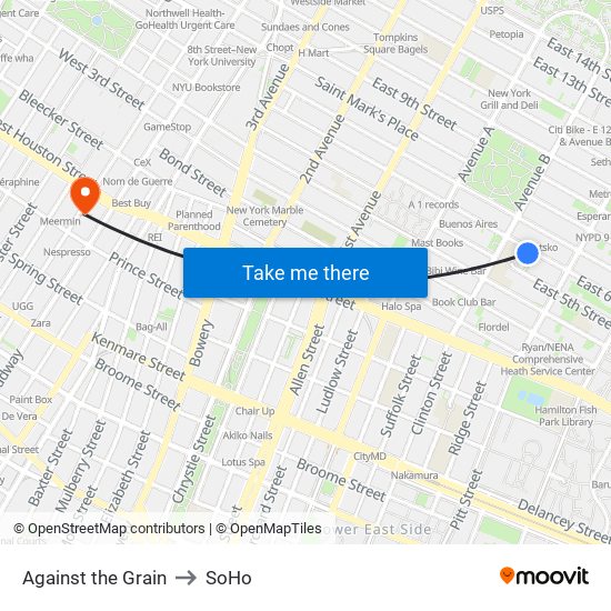 Against the Grain to SoHo map