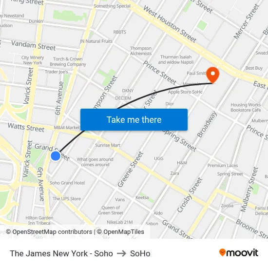 The James New York - Soho to SoHo map