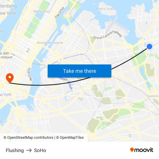 Flushing to SoHo map