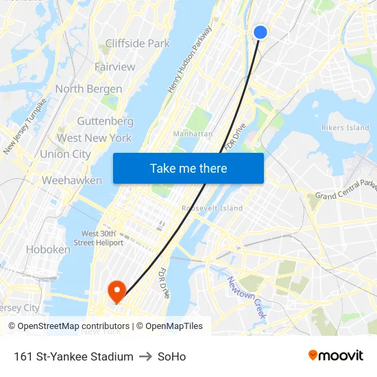161 St-Yankee Stadium to SoHo map