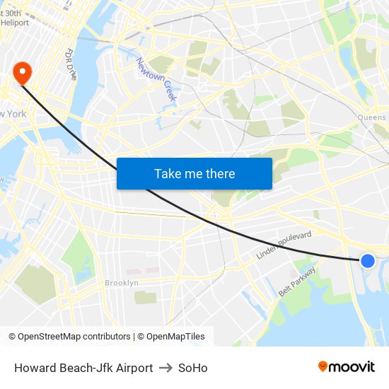 Howard Beach-Jfk Airport to SoHo map