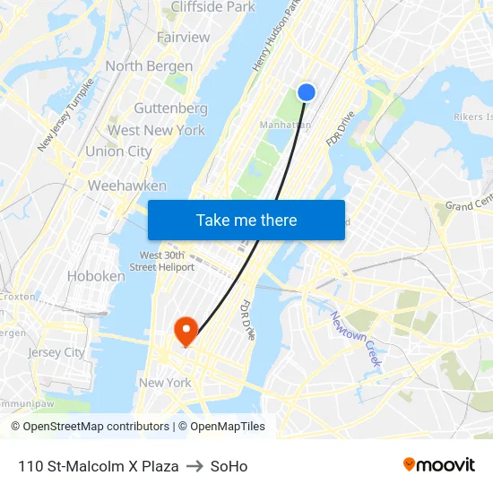 110 St-Malcolm X Plaza to SoHo map