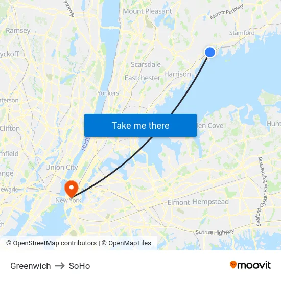 Greenwich to SoHo map