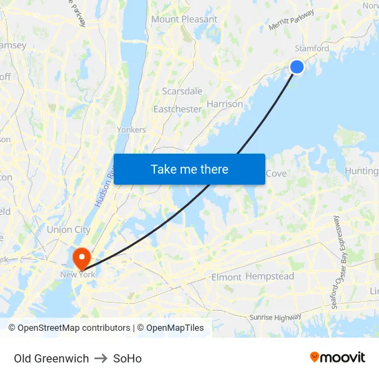 Old Greenwich to SoHo map