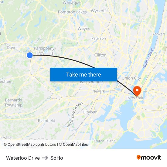 Waterloo Drive to SoHo map