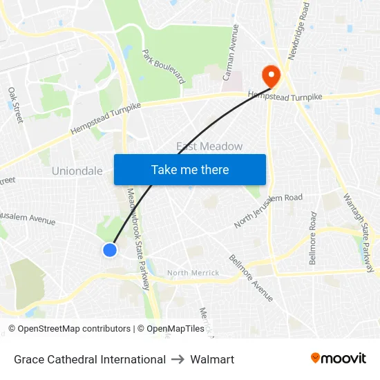 Grace Cathedral International to Walmart map