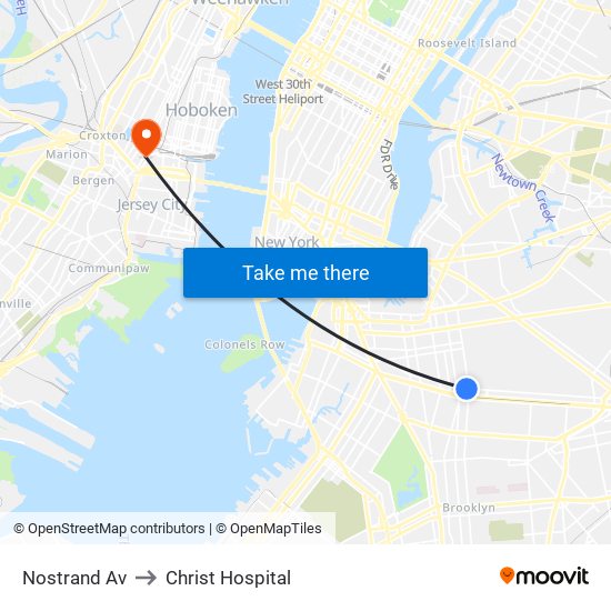 Nostrand Av to Christ Hospital map