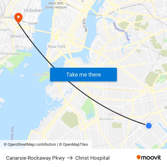 Canarsie-Rockaway Pkwy to Christ Hospital map