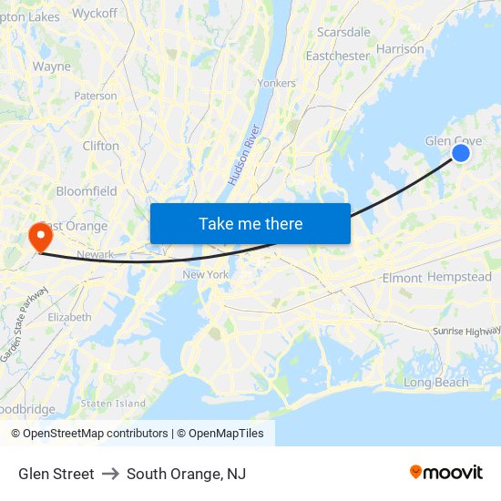 Glen Street to South Orange, NJ map