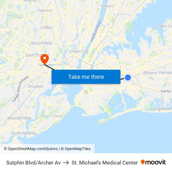 Sutphin Blvd/Archer Av to St. Michael's Medical Center map