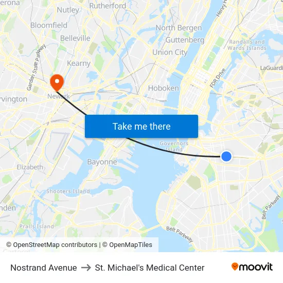 Nostrand Avenue to St. Michael's Medical Center map