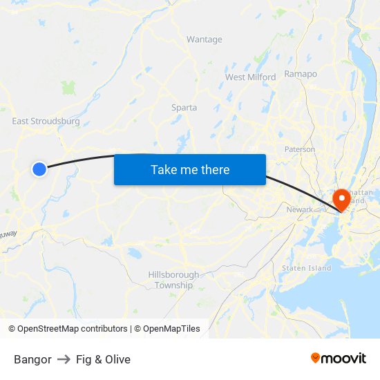 Bangor to Fig & Olive map