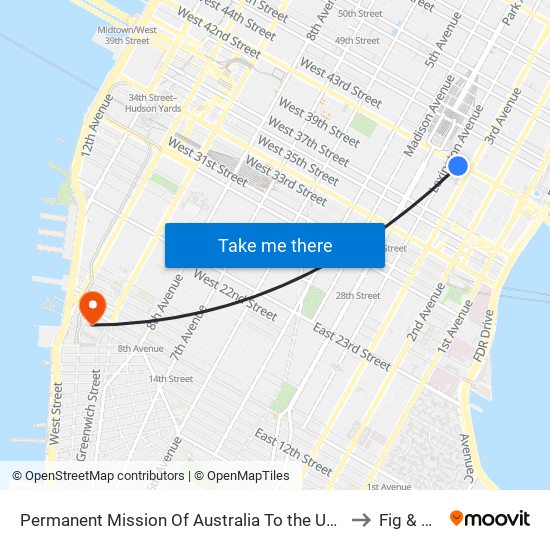 Permanent Mission Of Australia To The United Nations to Fig & Olive map