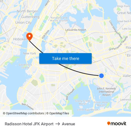 Radisson Hotel JFK Airport to Avenue map