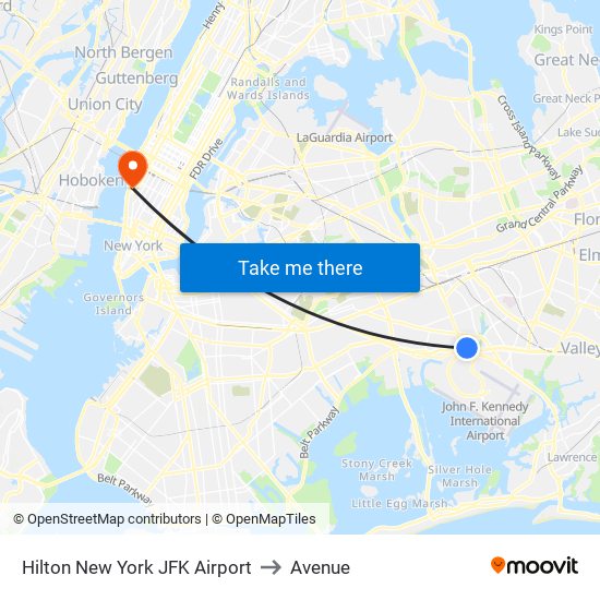 Hilton New York JFK Airport to Avenue map