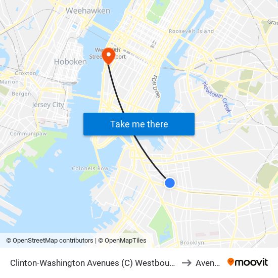 Clinton-Washington Avenues (C) Westbound to Avenue map