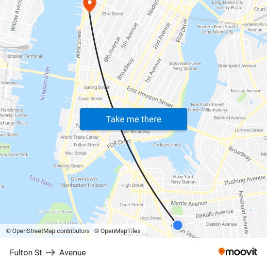 Fulton St to Avenue map