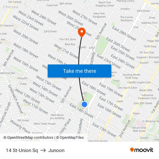 14 St-Union Sq to Junoon map