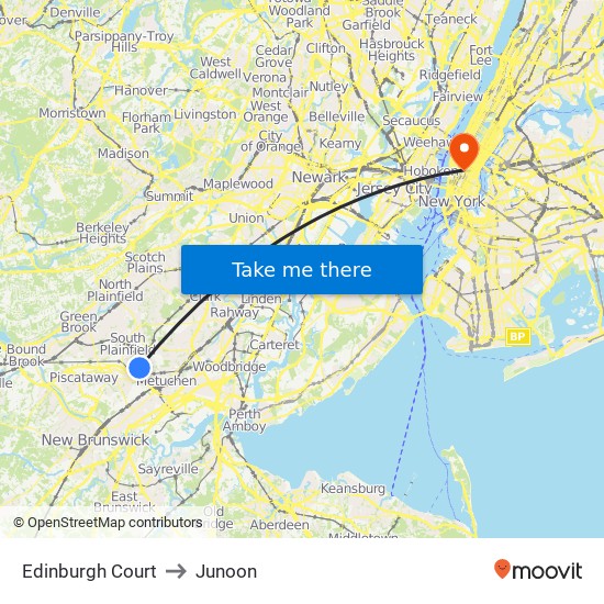 Edinburgh Court to Junoon map