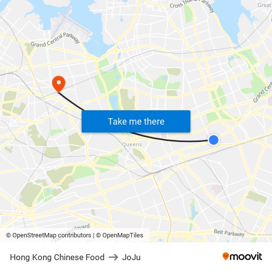 Hong Kong Chinese Food to JoJu map
