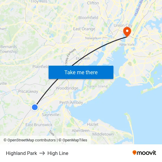Highland Park to High Line map